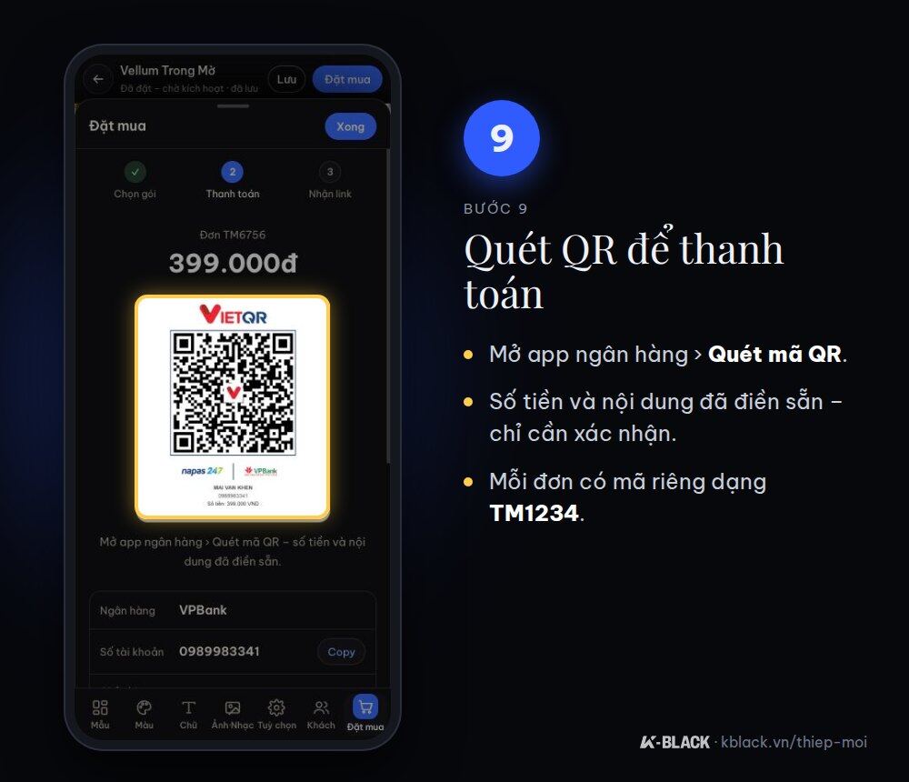 Bước 9: quét mã QR để thanh toán